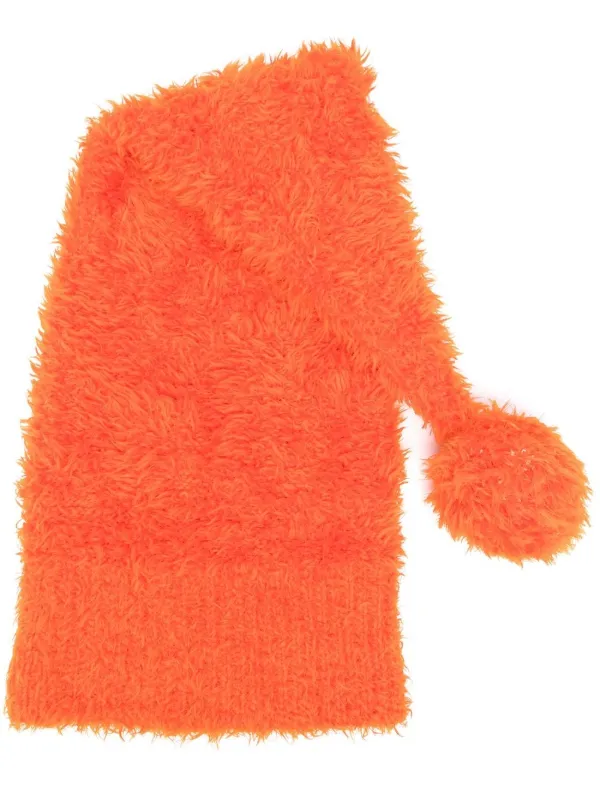 Moschino Pre-owned 2000s Fur-effect Pompom Beanie in Orange