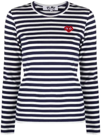 Comme Des Garçons Play ボーダー ロングTシャツ | ブルー | FARFETCH JP
