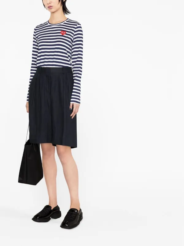 Comme Des Garçons Play ボーダー ロングTシャツ | ブルー | FARFETCH JP