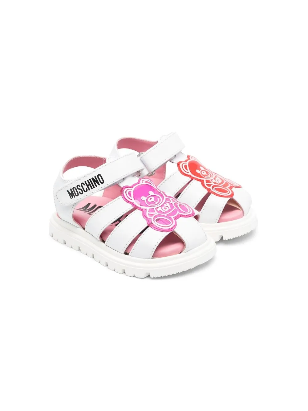 

Moschino Kids teddy bear-patch sandals - White