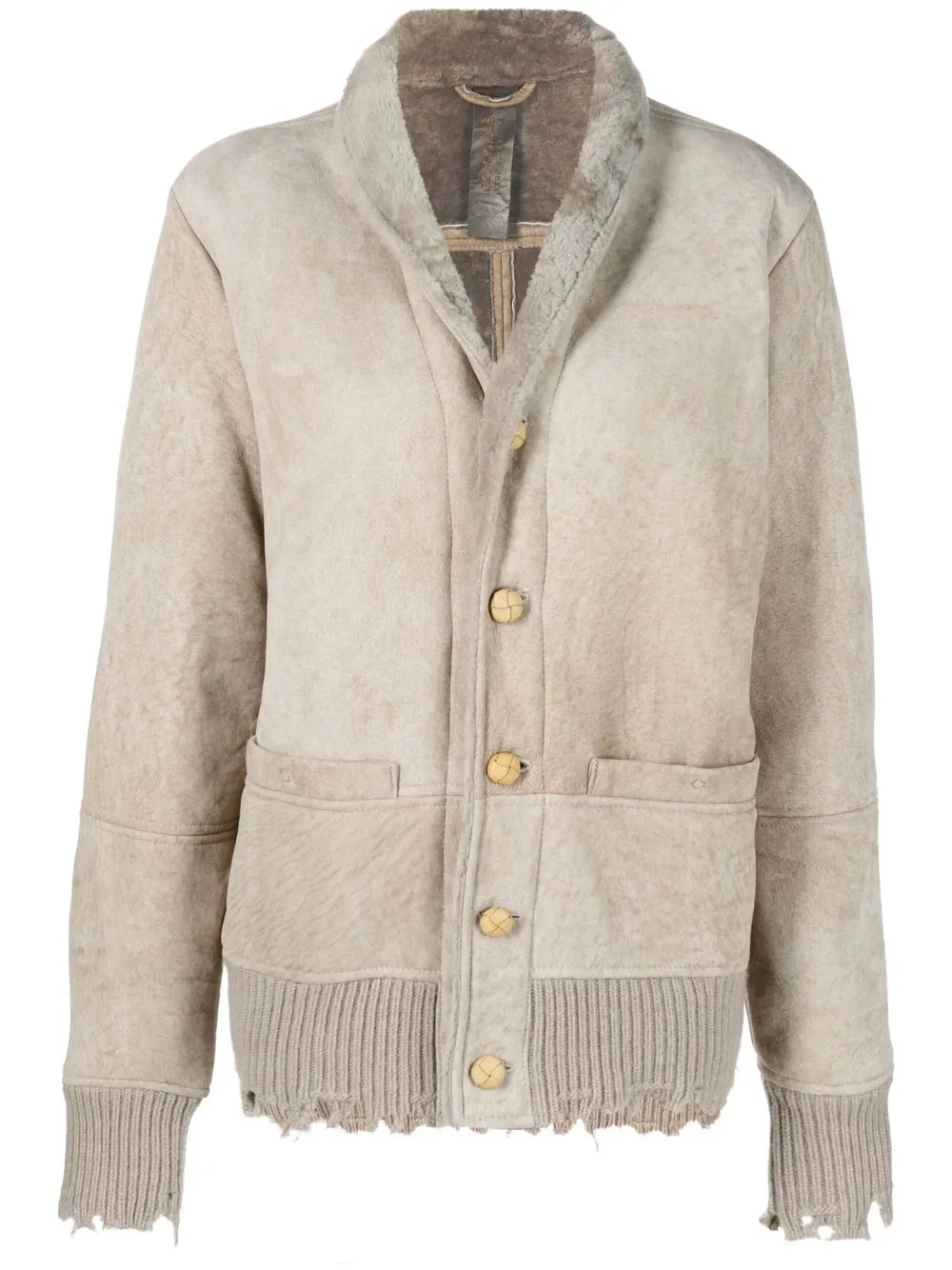 Giorgio Brato distressed-finish sheepskin jacket - Neutrals