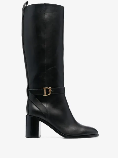 DSQUARED2 로고 버클 가죽 부츠