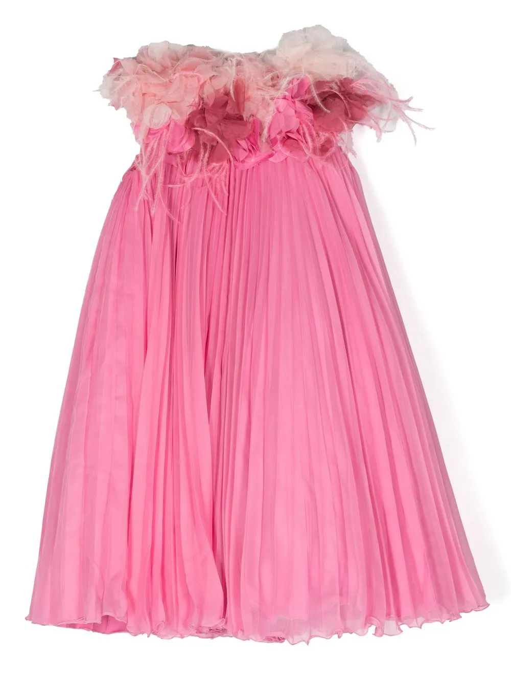 

MARCHESA KIDS COUTURE appliqué-detail feather-trim dress - Pink