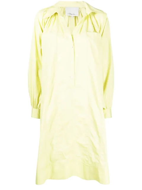 3.1 Phillip Lim shirred puff-sleeves shirt dress