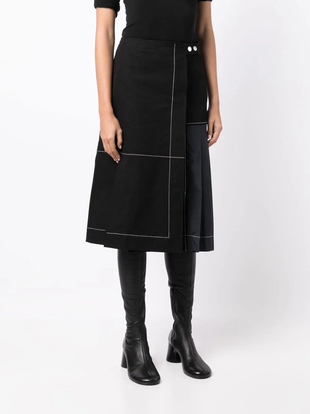 Shop 3.1 Phillip Lim Pleat-detail Midi Skirt In Black
