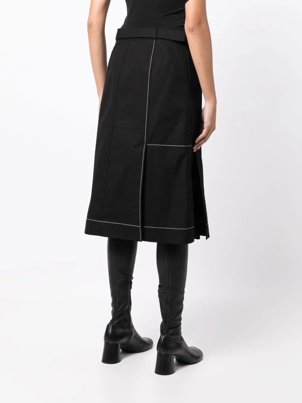 Shop 3.1 Phillip Lim Pleat-detail Midi Skirt In Black