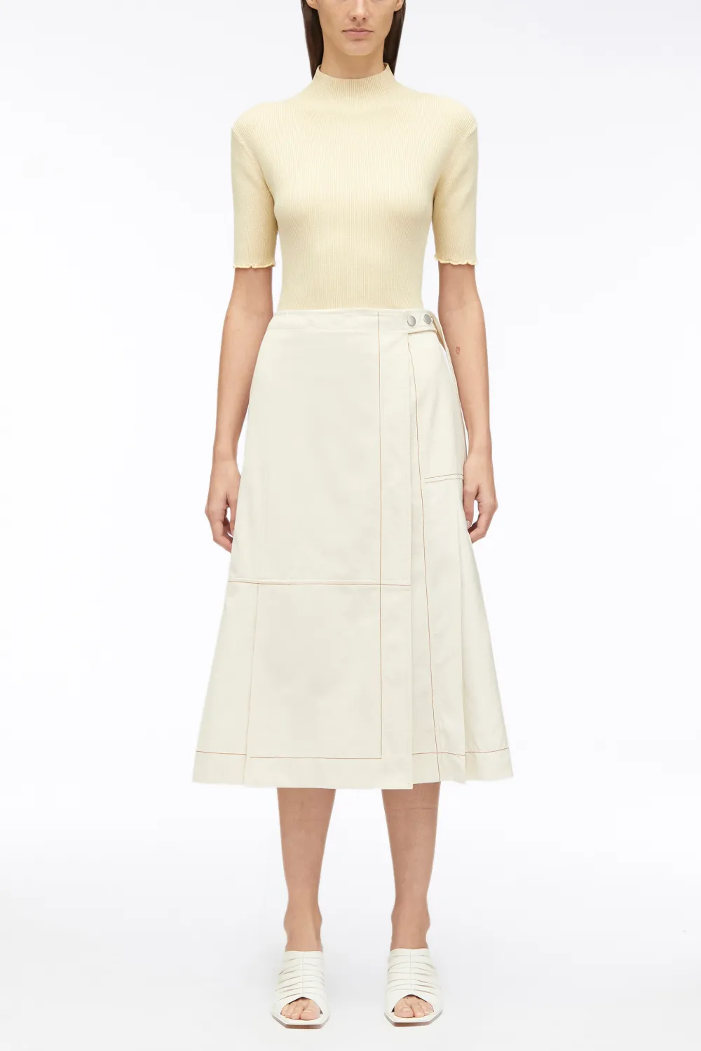 Cotton Canvas Ripstop Combo Utility Skirt in neutrals On Sale up to