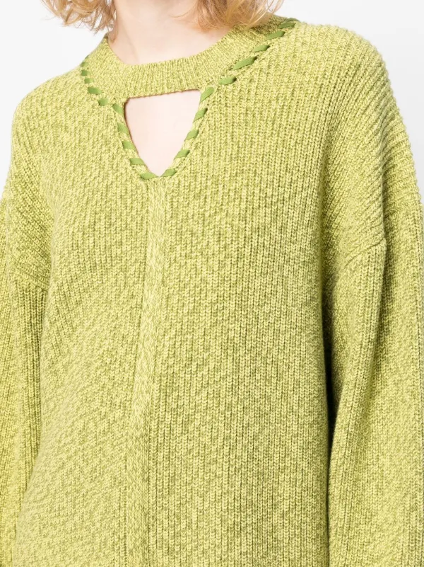 3.1 Phillip Lim Ribbed V-neck Jumper | Green | FARFETCH