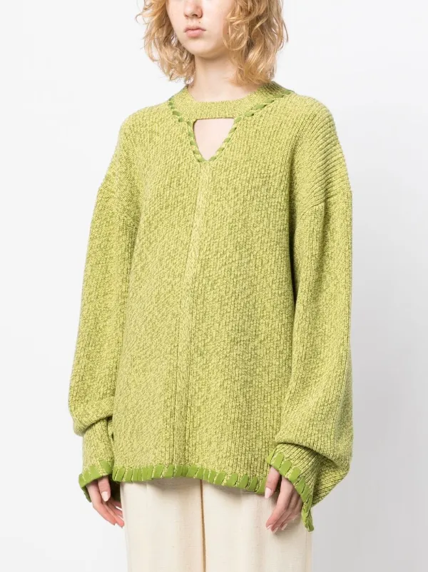 3.1 Phillip Lim Ribbed V-neck Jumper | Green | FARFETCH
