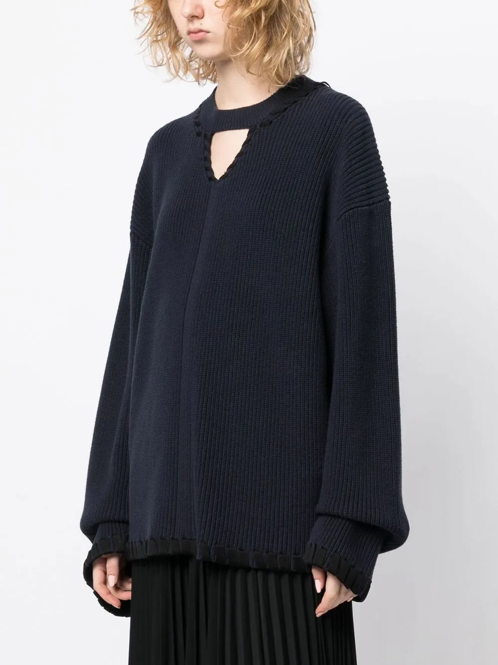  3.1 Phillip Lim Ribbed V-neck Jumper - Blue 