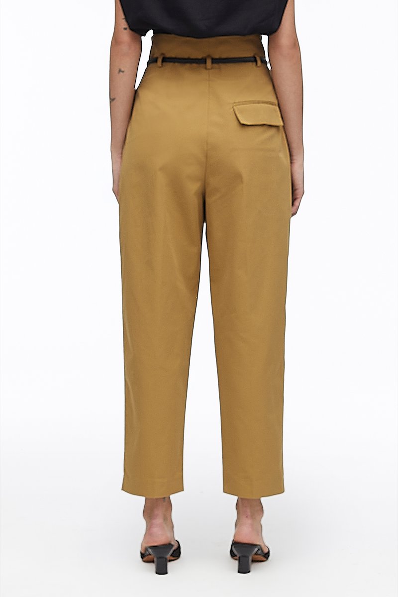 Chino Origami Pant-brown #1 Chino Origami Pant, Origami paperbag-waist cropped trousers from 3.1 PHILLIP LIM featuring brown, cotton blend, paperbag waist, concealed front fastening, rear flap pocket and cropped leg.- 3