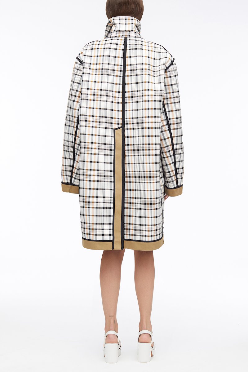 Double Face Reversible Mac-neutrals #0 Double Face Reversible Mac, reversible single-breasted coat from 3.1 PHILLIP LIM featuring beige, cotton blend, reversible, check pattern, narrow notch lapels, front button fastening, slip pockets to the sides, long sleeves and straight hem.- 2
