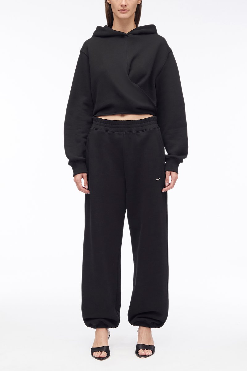 Compact French Terry Sweatpant-black #0 Compact French Terry Sweatpant, cotton track pants from 3.1 PHILLIP LIM featuring black/white, cotton, mid-rise, elasticated waistband, two side slit pockets and ribbed cuffs.- 0
