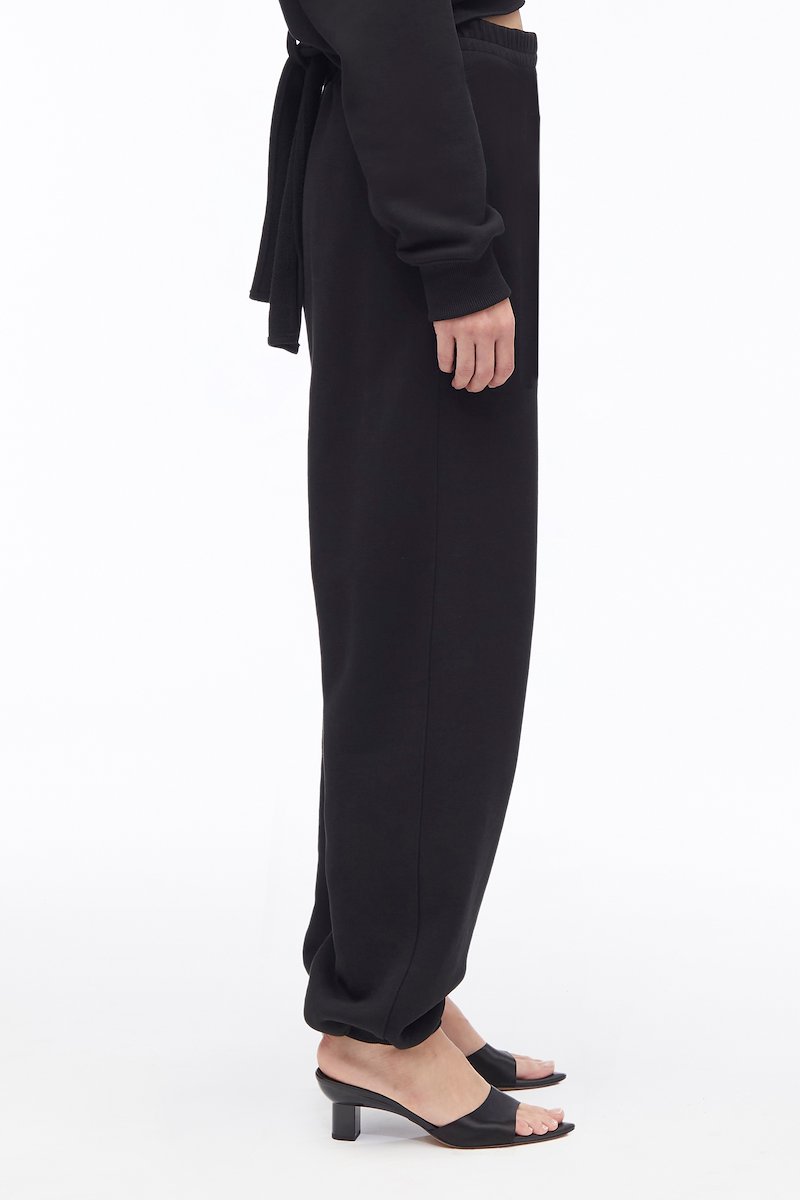 Compact French Terry Sweatpant-black #0 Compact French Terry Sweatpant, cotton track pants from 3.1 PHILLIP LIM featuring black/white, cotton, mid-rise, elasticated waistband, two side slit pockets and ribbed cuffs.- 2