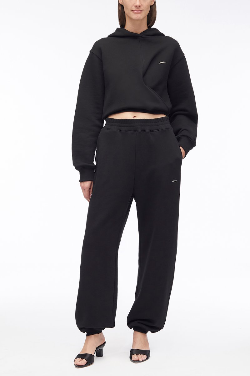 Compact French Terry Sweatpant-black #0 Compact French Terry Sweatpant, cotton track pants from 3.1 PHILLIP LIM featuring black/white, cotton, mid-rise, elasticated waistband, two side slit pockets and ribbed cuffs.- 0