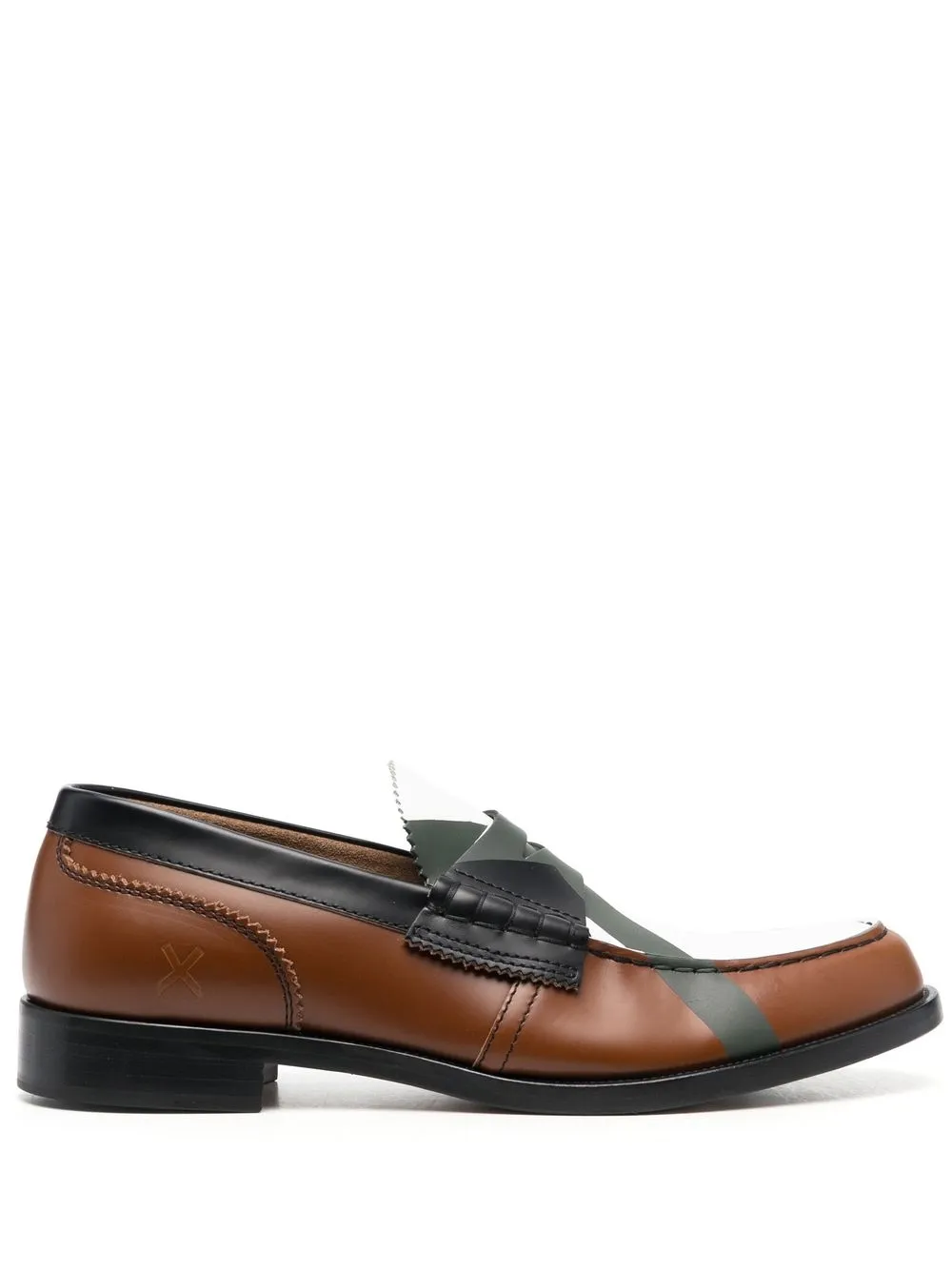 

college colour-block leather loafers - Brown