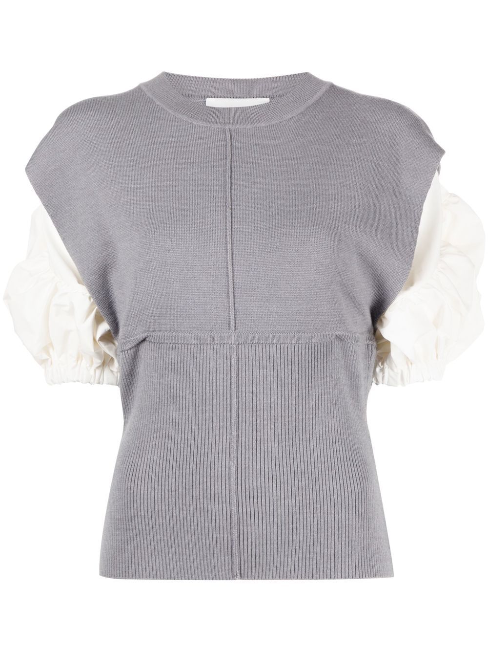 3.1 Phillip Lim / フィリップ リム Poplin-combo Puff-sleeve Top In Grey