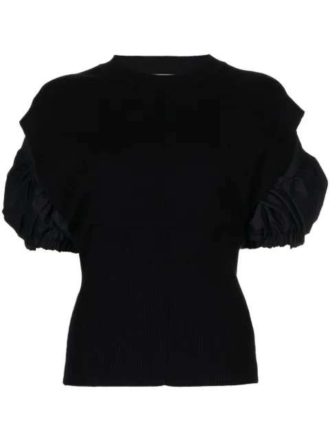 3.1 Phillip Lim Poplin-Combo Puff-Sleeve top