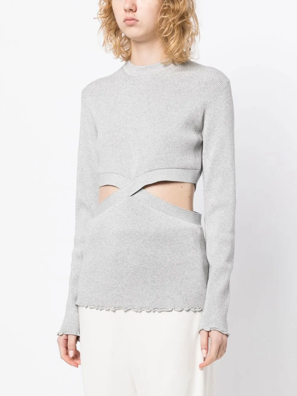  3.1 Phillip Lim Cut-out Ribbed Jumper - Silver 
