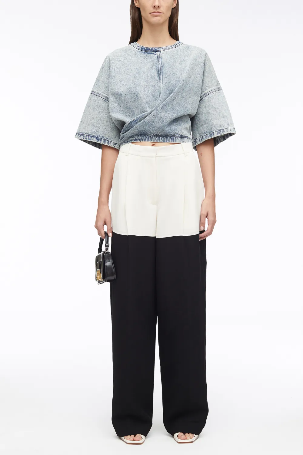 Overdyed Denim Twisted Tie Back Top in blue | 3.1 Phillip Lim Official Site