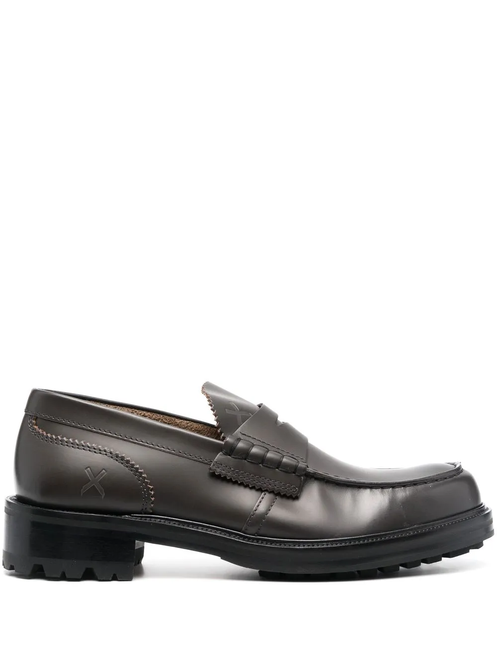 

college leather almond-toe loafers - Grey