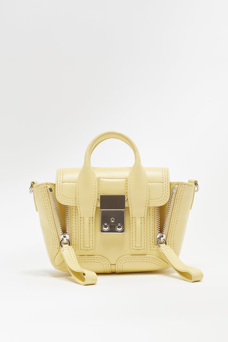 Pashli Nano Satchel -yellow #0 Pashli Nano Satchel , Pashli Nano satchel from 3.1 PHILLIP LIM featuring lemon, calf leather, engraved logo, silver-tone hardware, adjustable detachable shoulder strap, two top handles, foldover top, push-lock fastening and main compartment.- 0