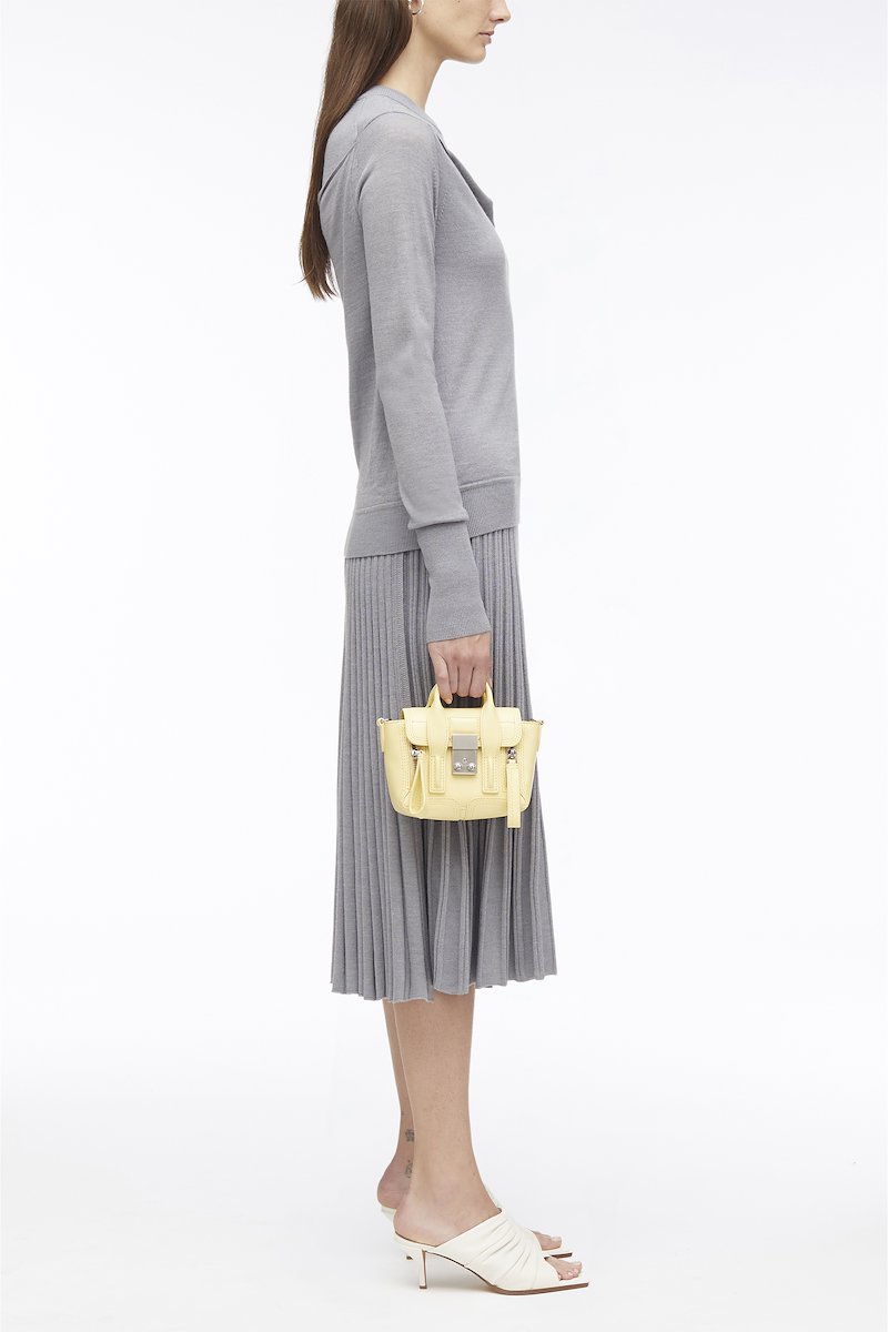 Pashli Nano Satchel -yellow #1 Pashli Nano Satchel , Pashli Nano satchel from 3.1 PHILLIP LIM featuring lemon, calf leather, engraved logo, silver-tone hardware, adjustable detachable shoulder strap, two top handles, foldover top, push-lock fastening and main compartment.- 1