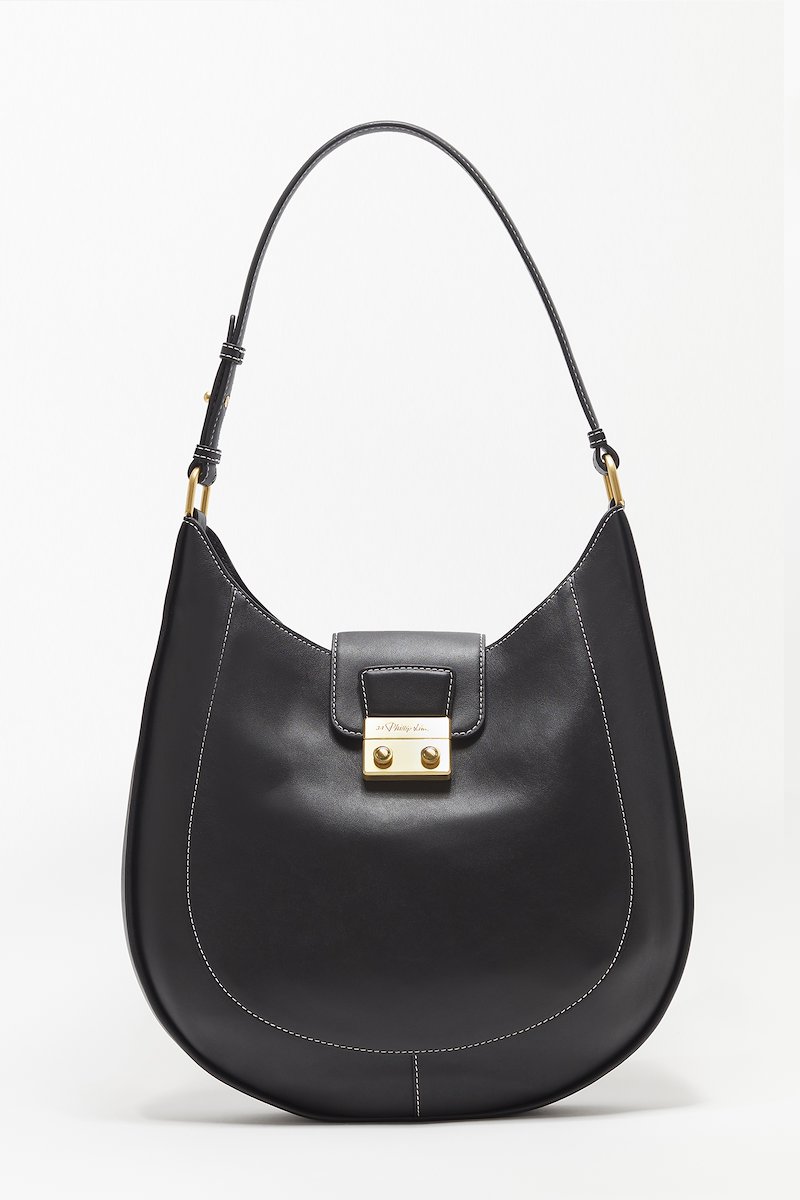 Pashli Large Modern Hobo-black #0 Pashli Large Modern Hobo, Pashli Large Modern Hobo bag from 3.1 PHILLIP LIM featuring black, calf leather, engraved logo, contrast stitching, gold-tone hardware, foldover top, push-lock fastening, detachable shoulder strap and main compartment.- 0