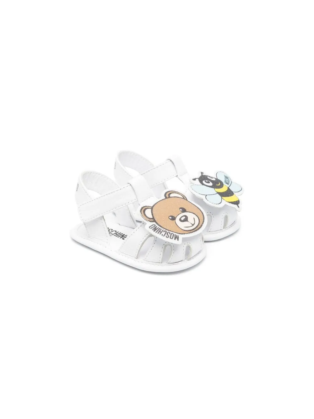 

Moschino Kids patch-detail crib shoes - White