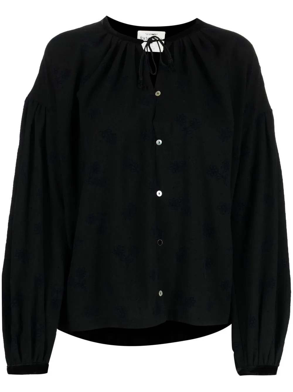

Forte Forte drawstring-neck buttoned top - Black
