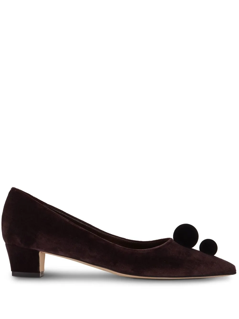 

Manolo Blahnik pompom-embellished velvet pumps - Brown