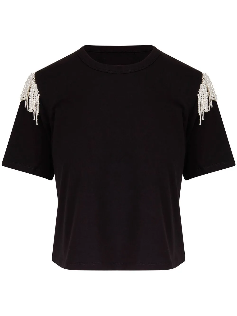 

Veronica Beard pearl fringe-embellished T-shirt - Black