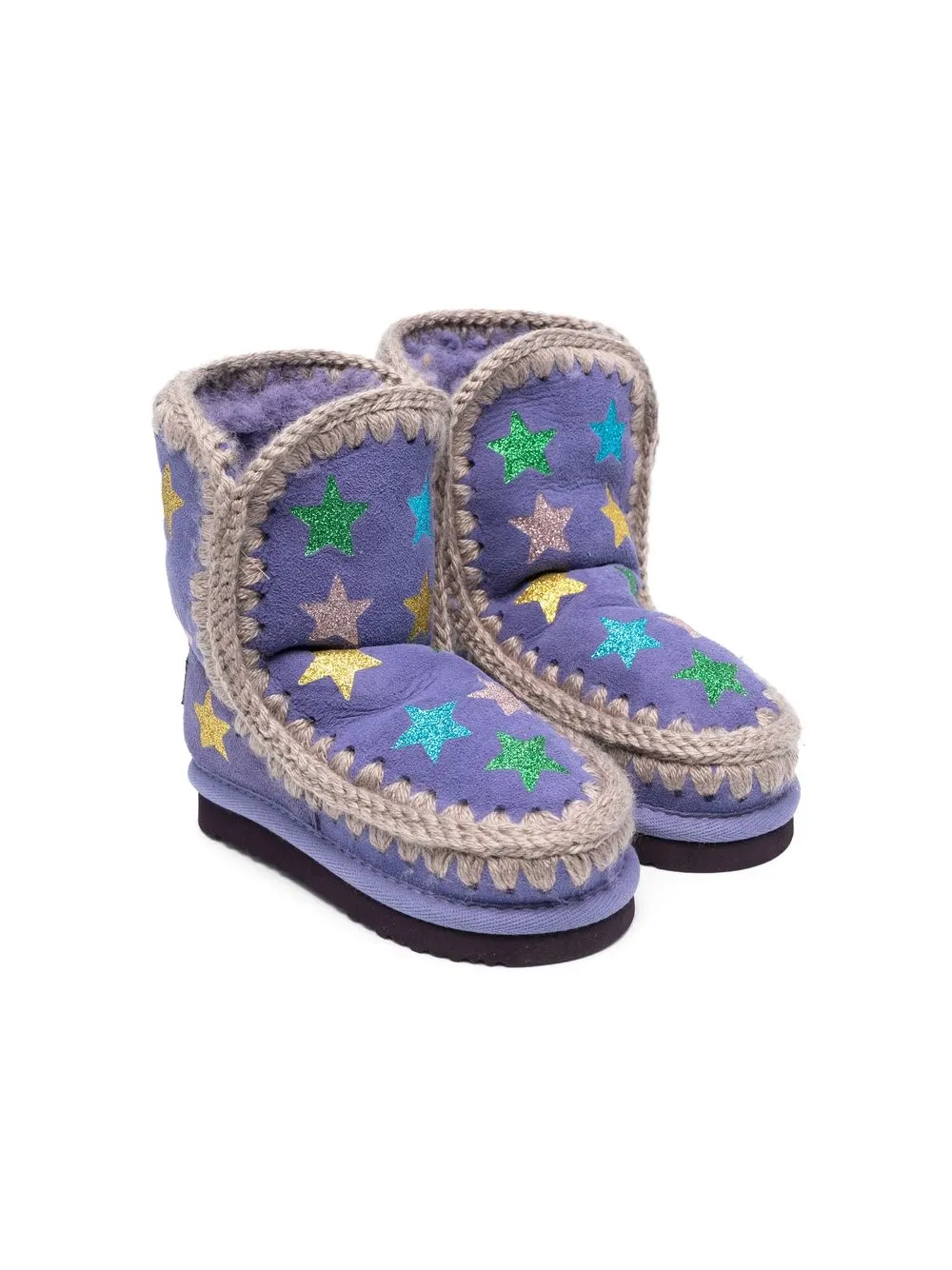 

Mou Kids star-print sheepskin boots - Purple