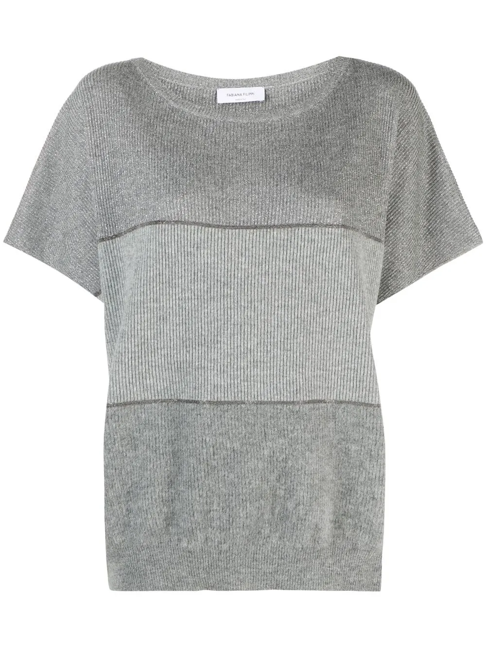 

Fabiana Filippi colour-block bead-chain knitted top - Grey