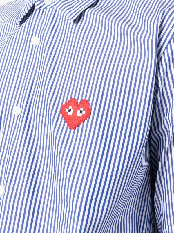 Comme Des Garçons Play embroidered-logo Striped Shirt | Blue