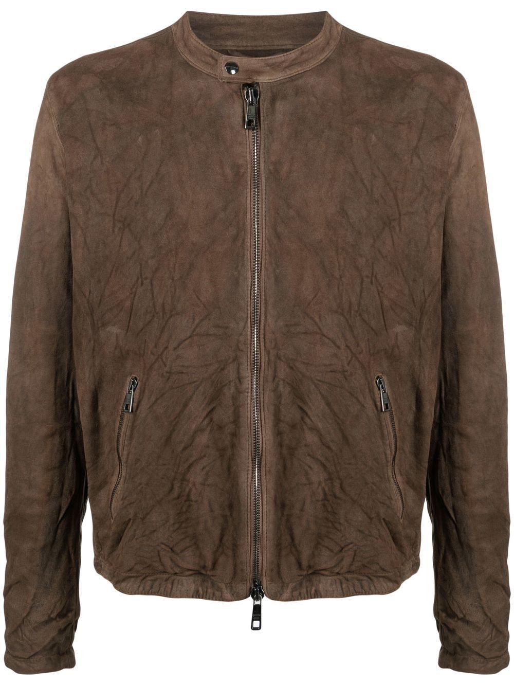 

Giorgio Brato crease-effect leather jacket - Brown