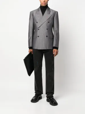 ジャケット MAISON MARGIELA Striped single breast blazer jacket Black Maison Margiela Striped Single Breast Blazer Jacket – BALTINI