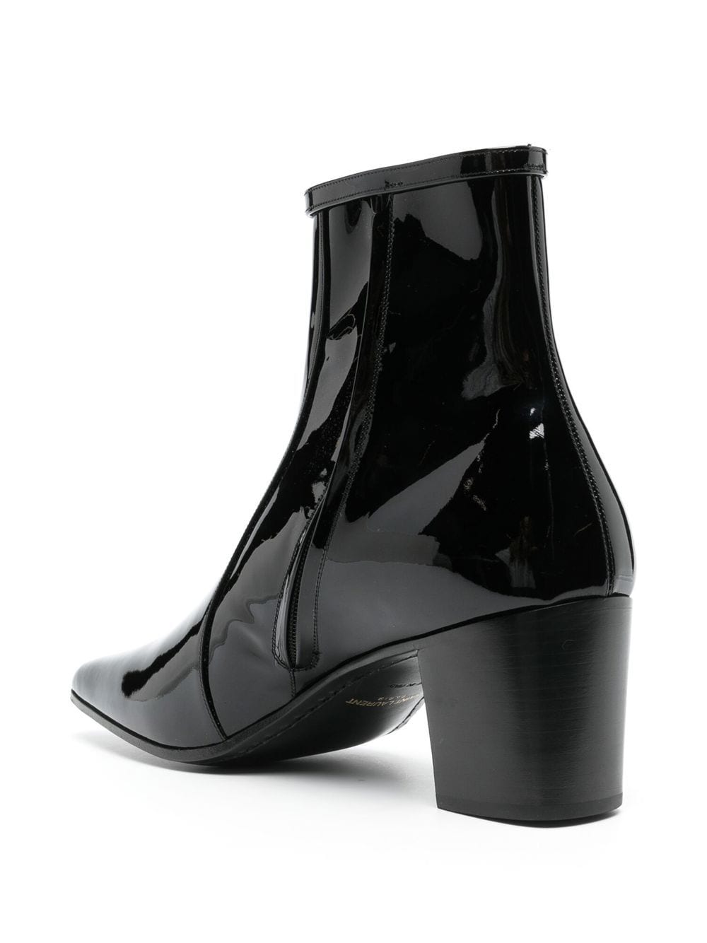 Shop Saint Laurent Arsun Patent-leather Ankle Boots In Schwarz