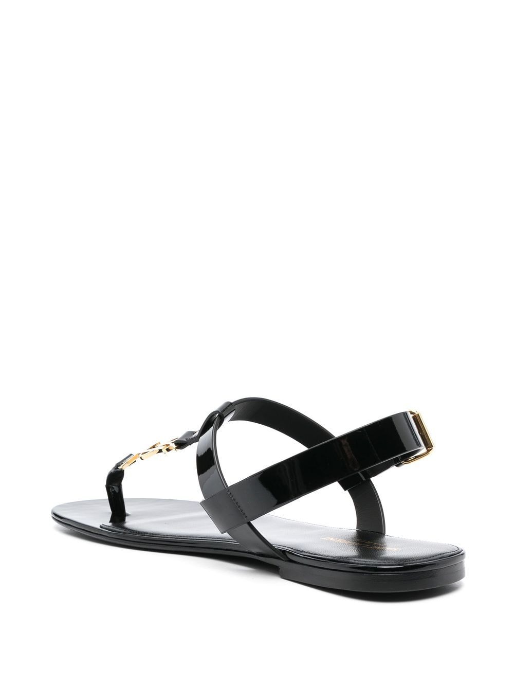 Shop Saint Laurent Cassandre Patent Leather Sandals In Black