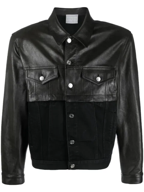 VTMNTS contrasting leather-block denim jacket