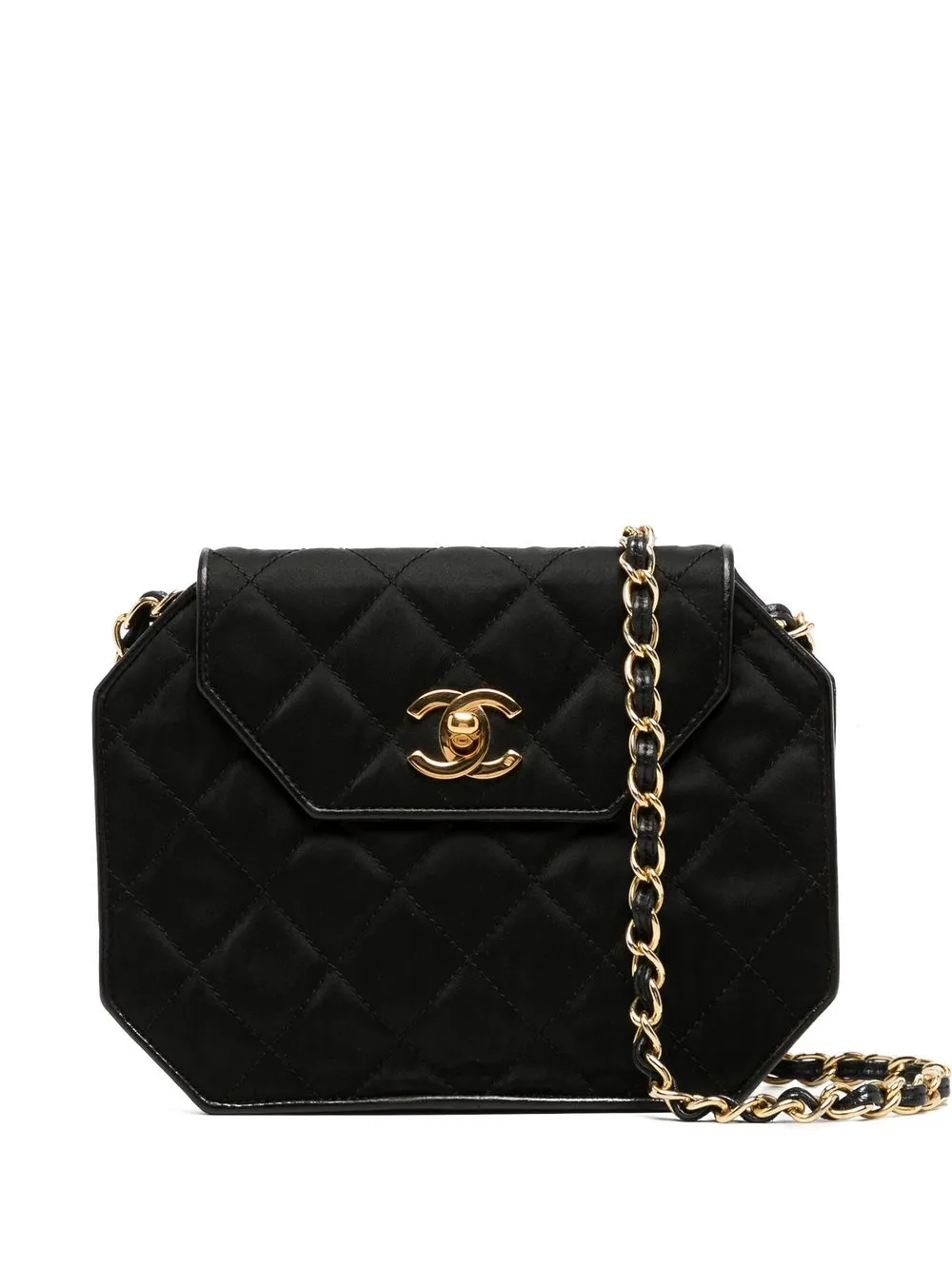 

CHANEL Pre-Owned bolsa de hombro con cierre giratorio y logo CC 1990 - Negro