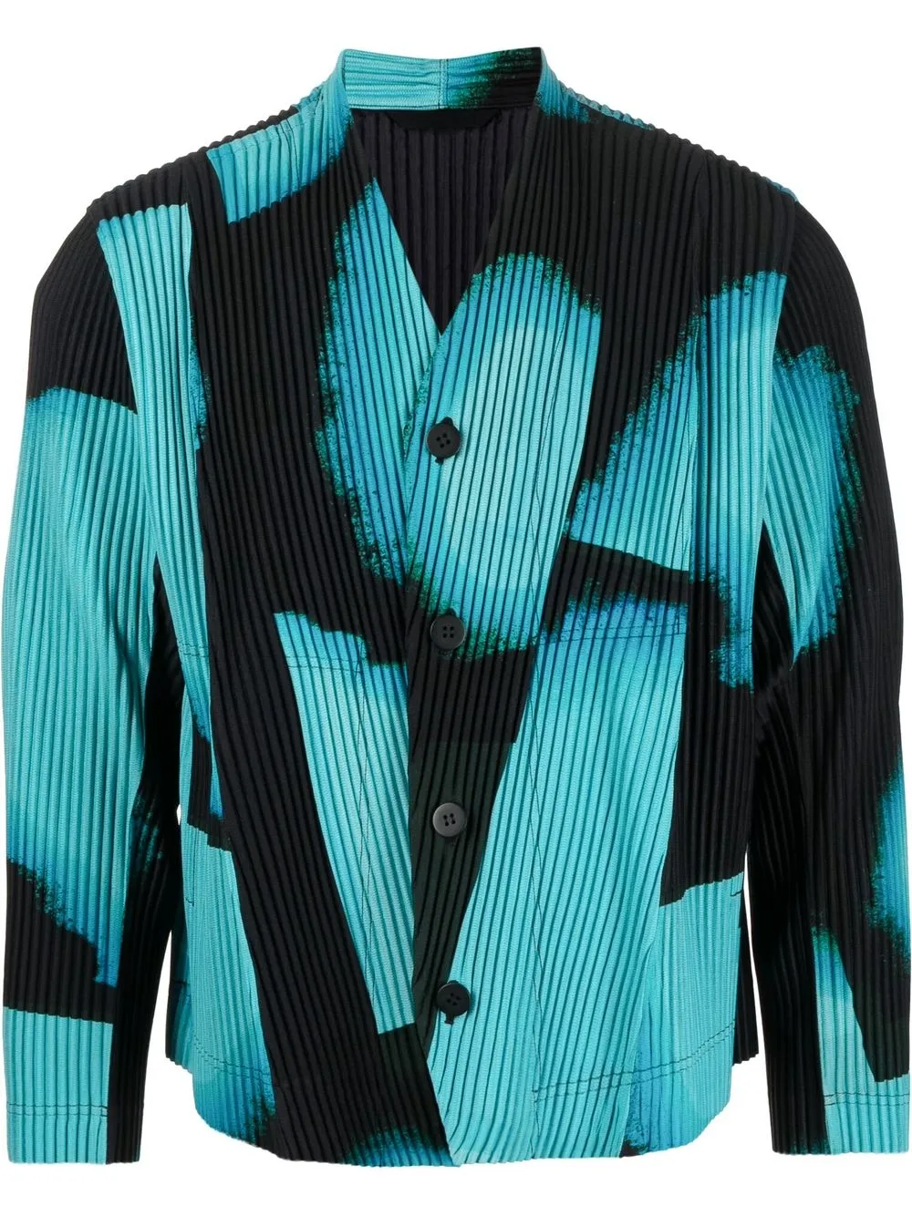 

Homme Plissé Issey Miyake abstract-pattern plissé effect shirt - Blue