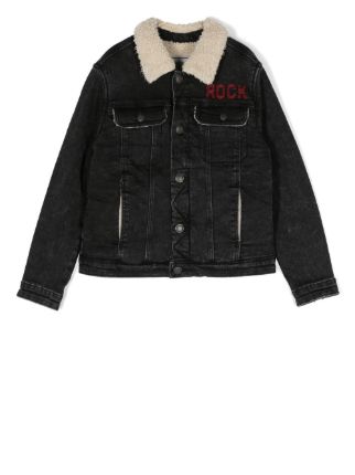 Zadig & Voltaire Kids ムートンスタイル デニムジャケット | ブラック | FARFETCH JP