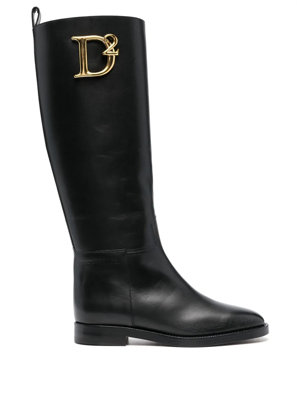 

Dsquared2 leather logo-plaque boots - Black