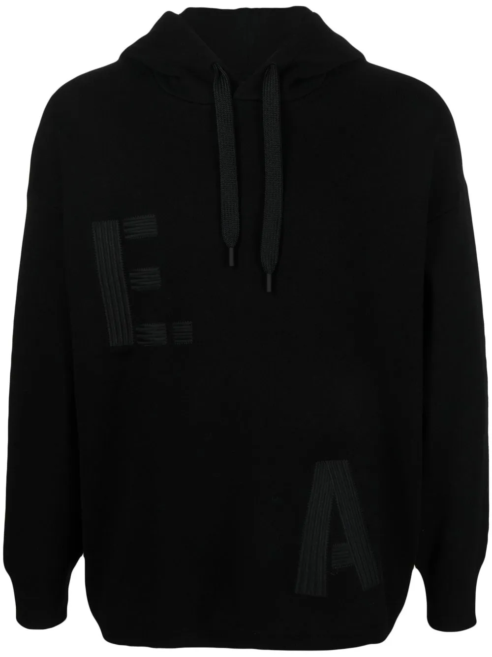 

Emporio Armani logo-appliqué knitted hoodie - Black