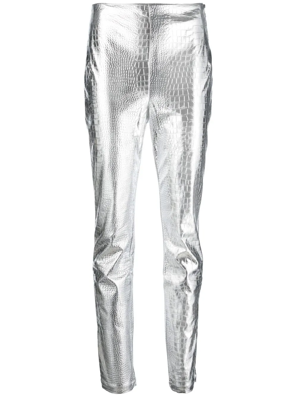 

ROTATE metallic-finish high-waisted trousers - Silver