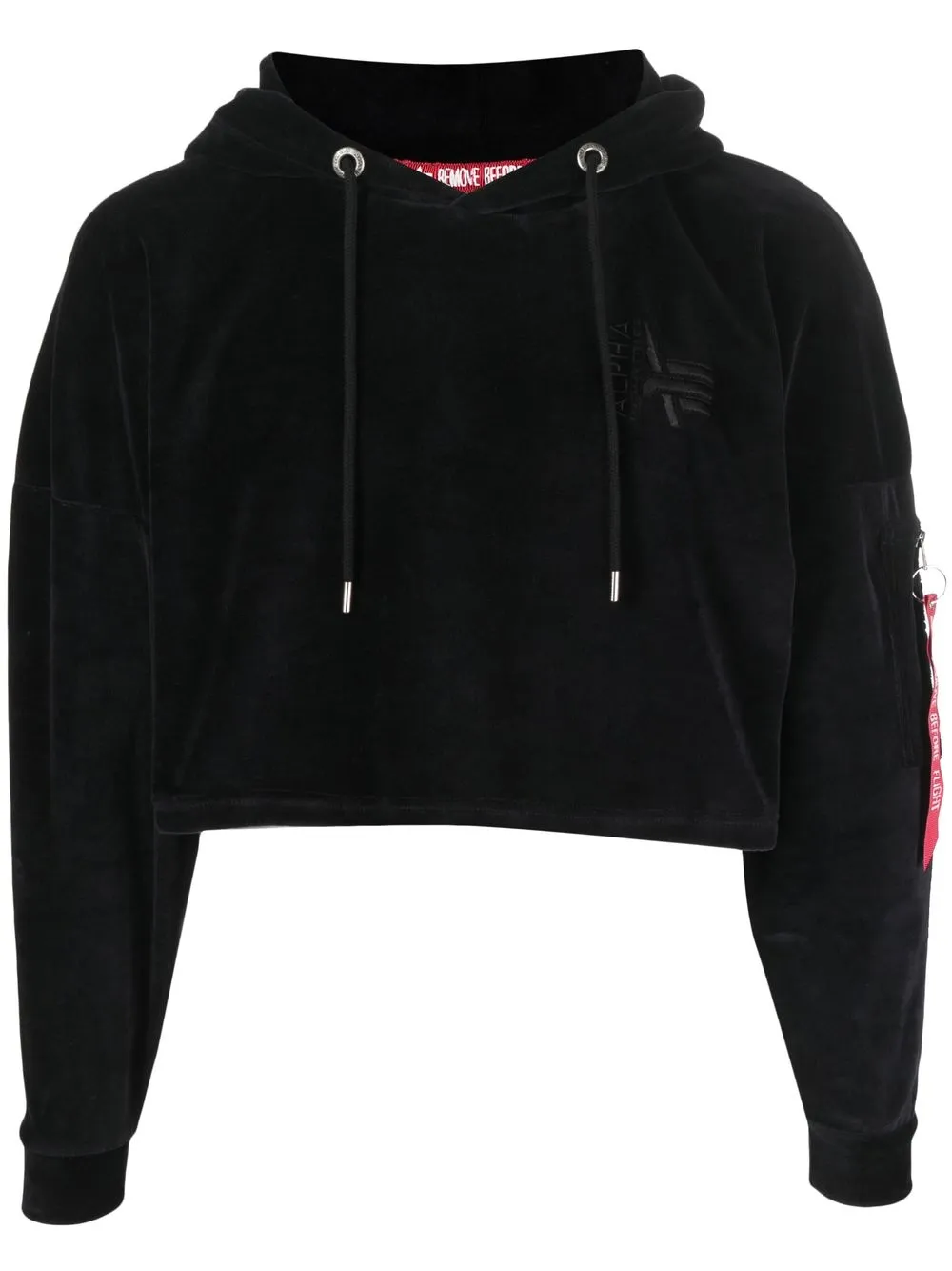 

Alpha Industries embroidered-logo cropped velour hoodie - Black