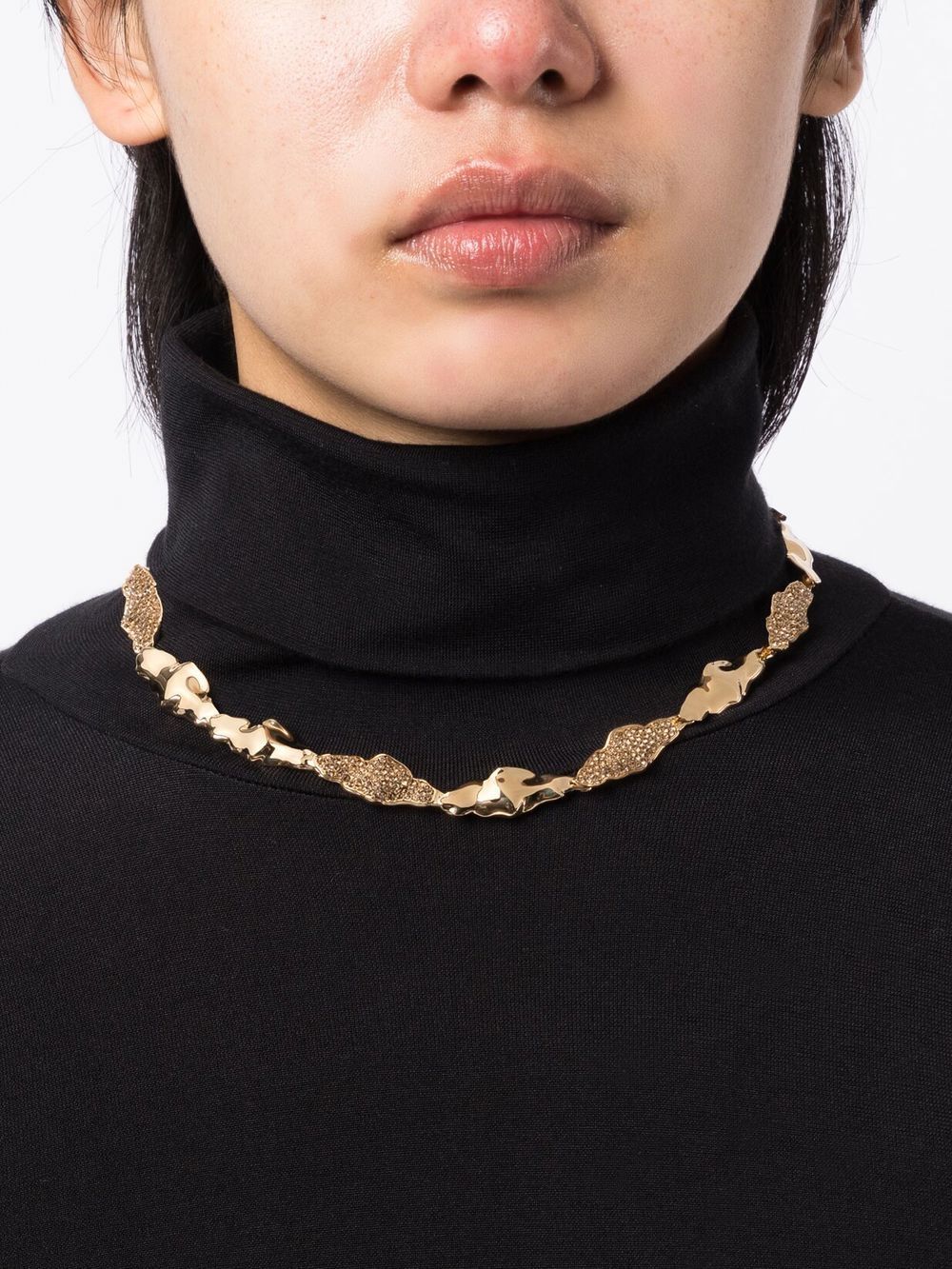 Shop Lanvin Brass Beaded Necklace In Gold