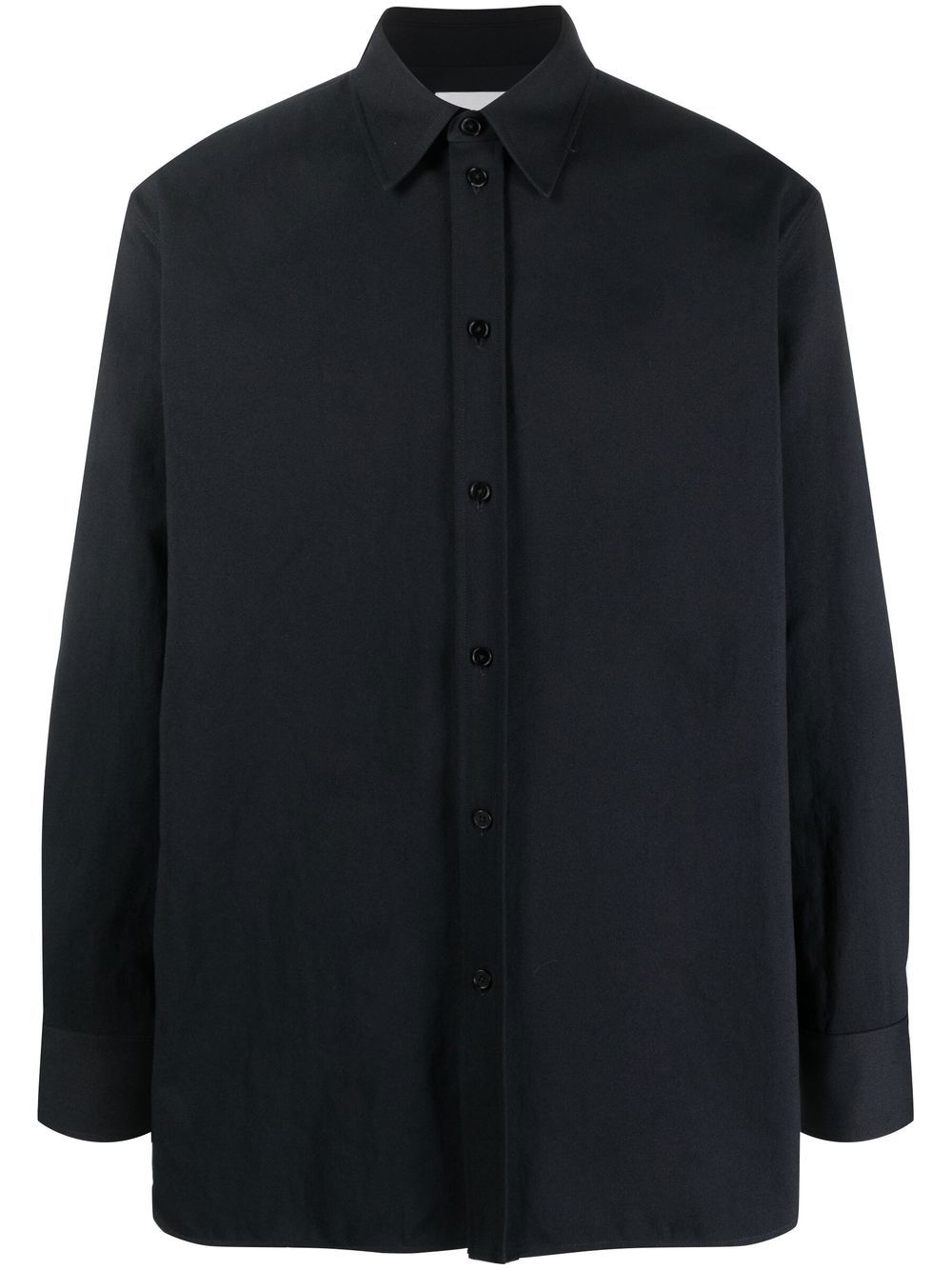 Jil Sander Long-sleeved Cotton Shirt In Blue