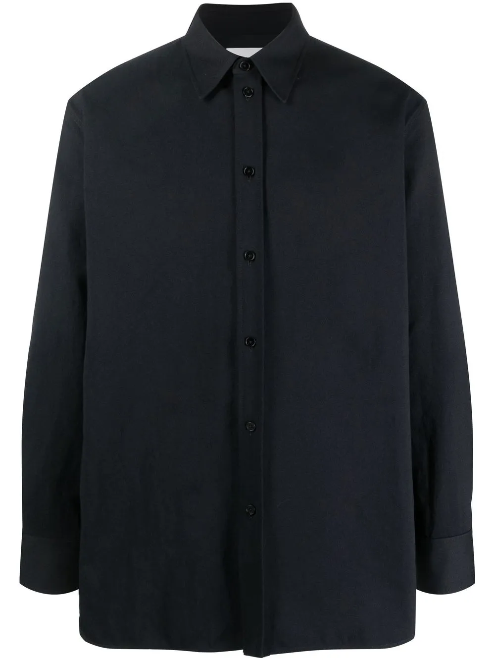 Jil Sander Long-sleeved Cotton Shirt In Blue